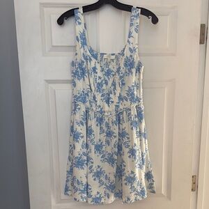 LoveShackFancy Floral Blue and White Dress